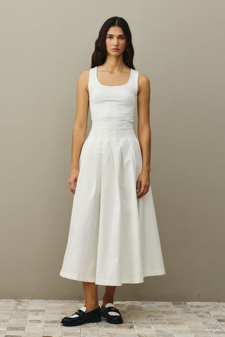 Pile Dikişli Etek Ekru