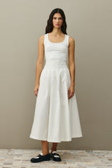 Pile Dikişli Etek Ekru