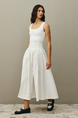 Pile Dikişli Etek Ekru