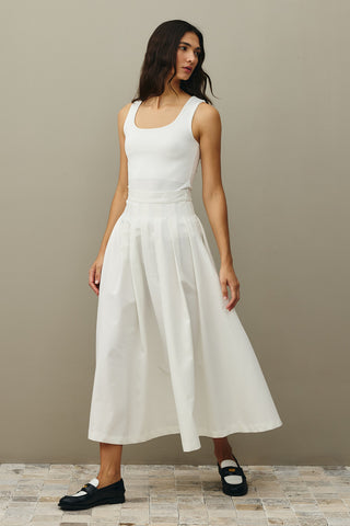 Pile Dikişli Etek Ekru