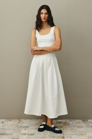 Pile Dikişli Etek Ekru