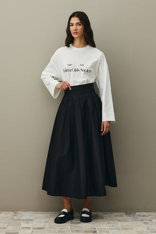 Pile Dikişli Etek Siyah