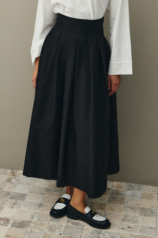 Pile Dikişli Etek Siyah
