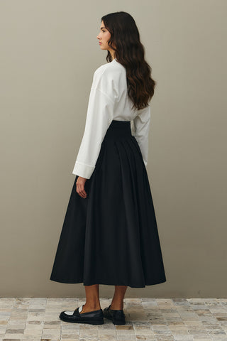 Pile Dikişli Etek Siyah