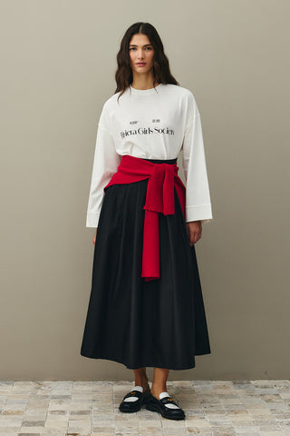 Pile Dikişli Etek Siyah