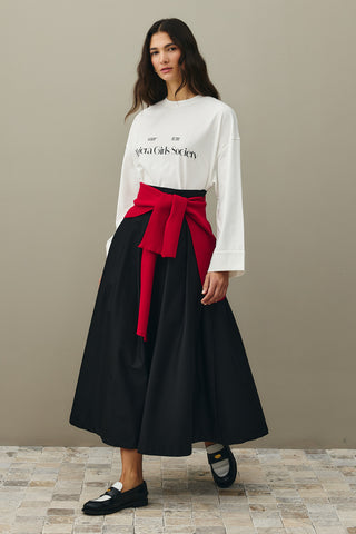 Pile Dikişli Etek Siyah