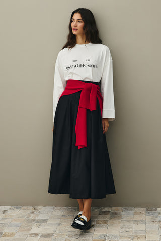 Pile Dikişli Etek Siyah