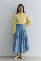 Pileli Denim Etek Açık mavi