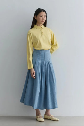 Pileli Denim Etek Açık mavi - Fahhar Design