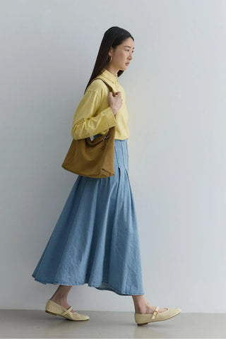 Pileli Denim Etek Açık mavi - Fahhar Design