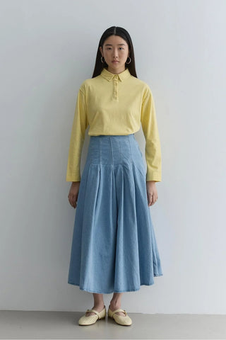 Pileli Denim Etek Açık mavi - Fahhar Design