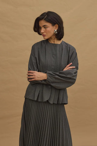 Pleated Stitched Jacket Anthracite