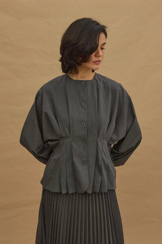 Pileli Dikişli Ceket Antrasit - Fahhar Design