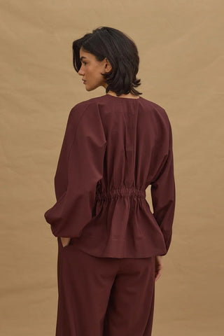 Pileli Dikişli Ceket Bordo - Fahhar Design