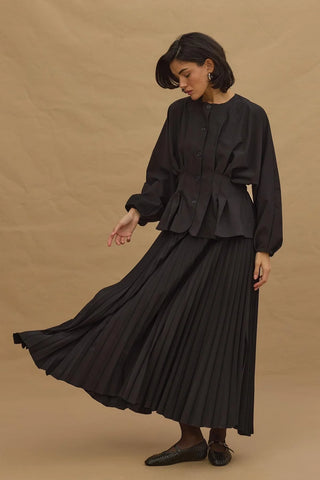 Pleated Stitched Jacket Black