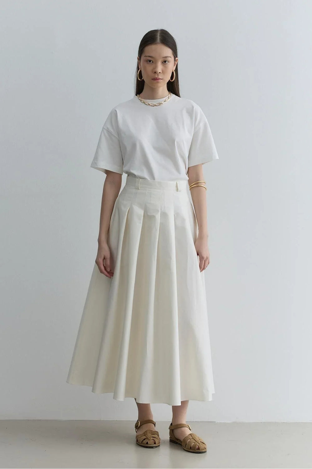 Pleated Skirt White