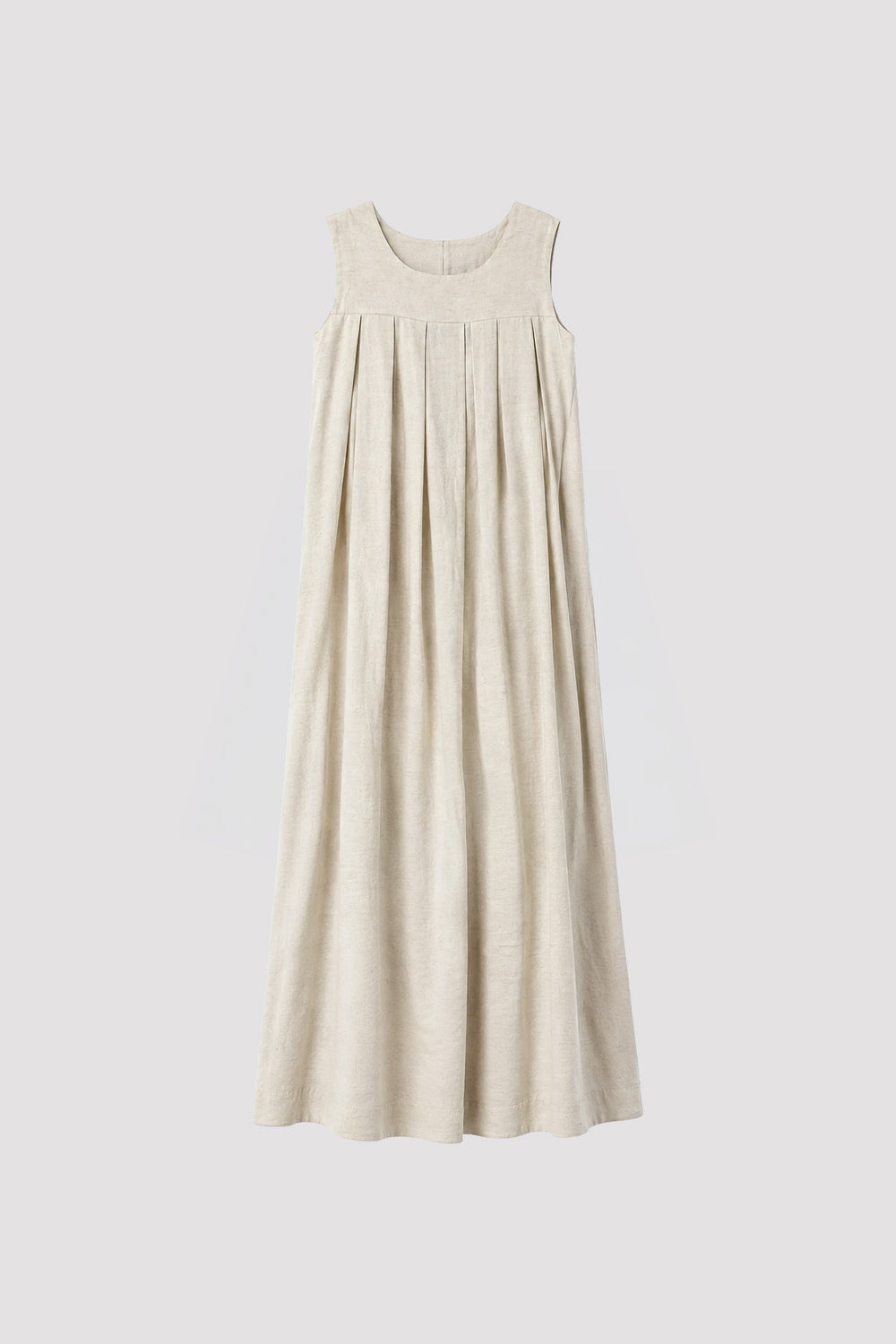 Pleated Thick Strappy Dress Natural