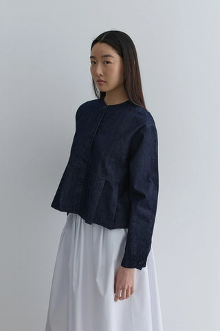 Pileli Kısa Denim Ceket Lacivert - Fahhar Design
