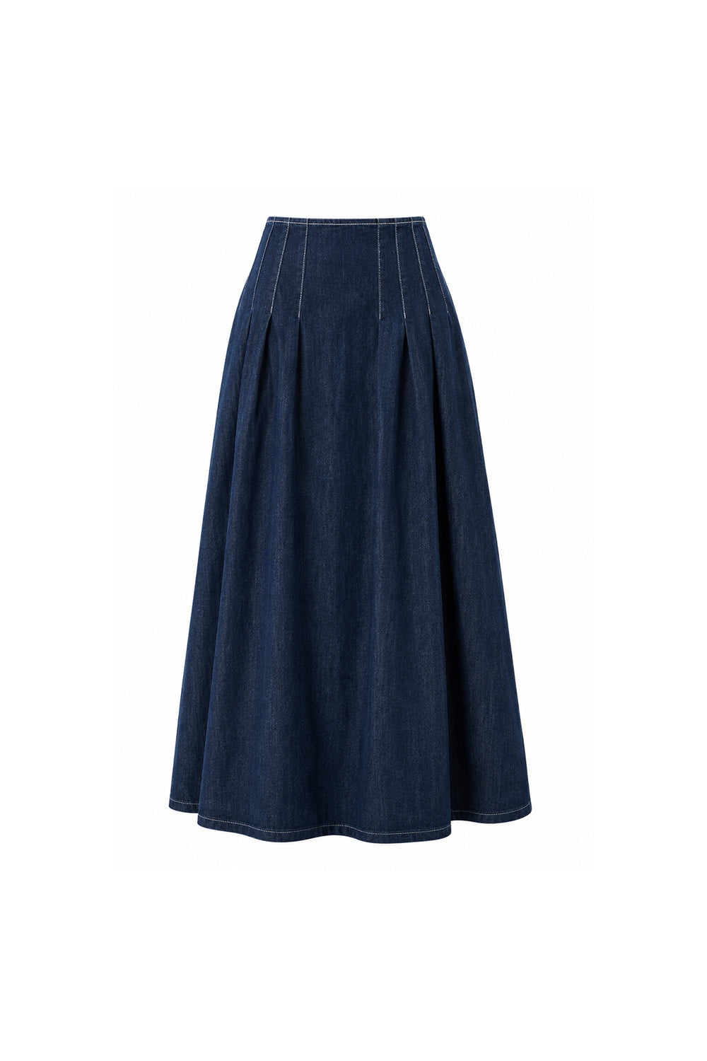 Pileli Maxi Denim Etek Lacivert