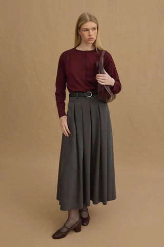 Pileli Maxi Etek Antrasit - Fahhar Design