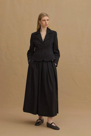 Pileli Maxi Etek Siyah - Fahhar Design