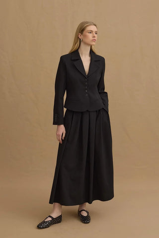 Pileli Maxi Etek Siyah - Fahhar Design