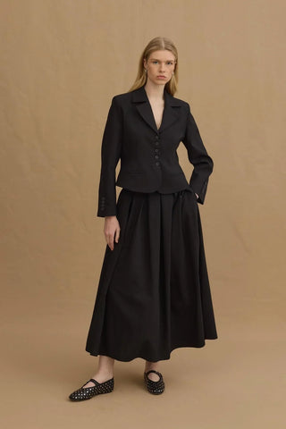 Pileli Maxi Etek Siyah - Fahhar Design