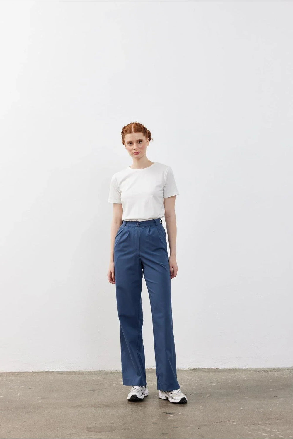 Pleated Palazzo Women's Trousers Indigo