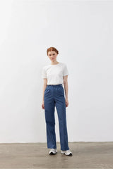 Pileli Palazzo Kadın Pantolon İndigo