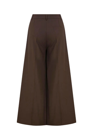Pleated Palazzo Trousers Bitter Brown
