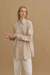 Pileli Tensel Gömlek Taş