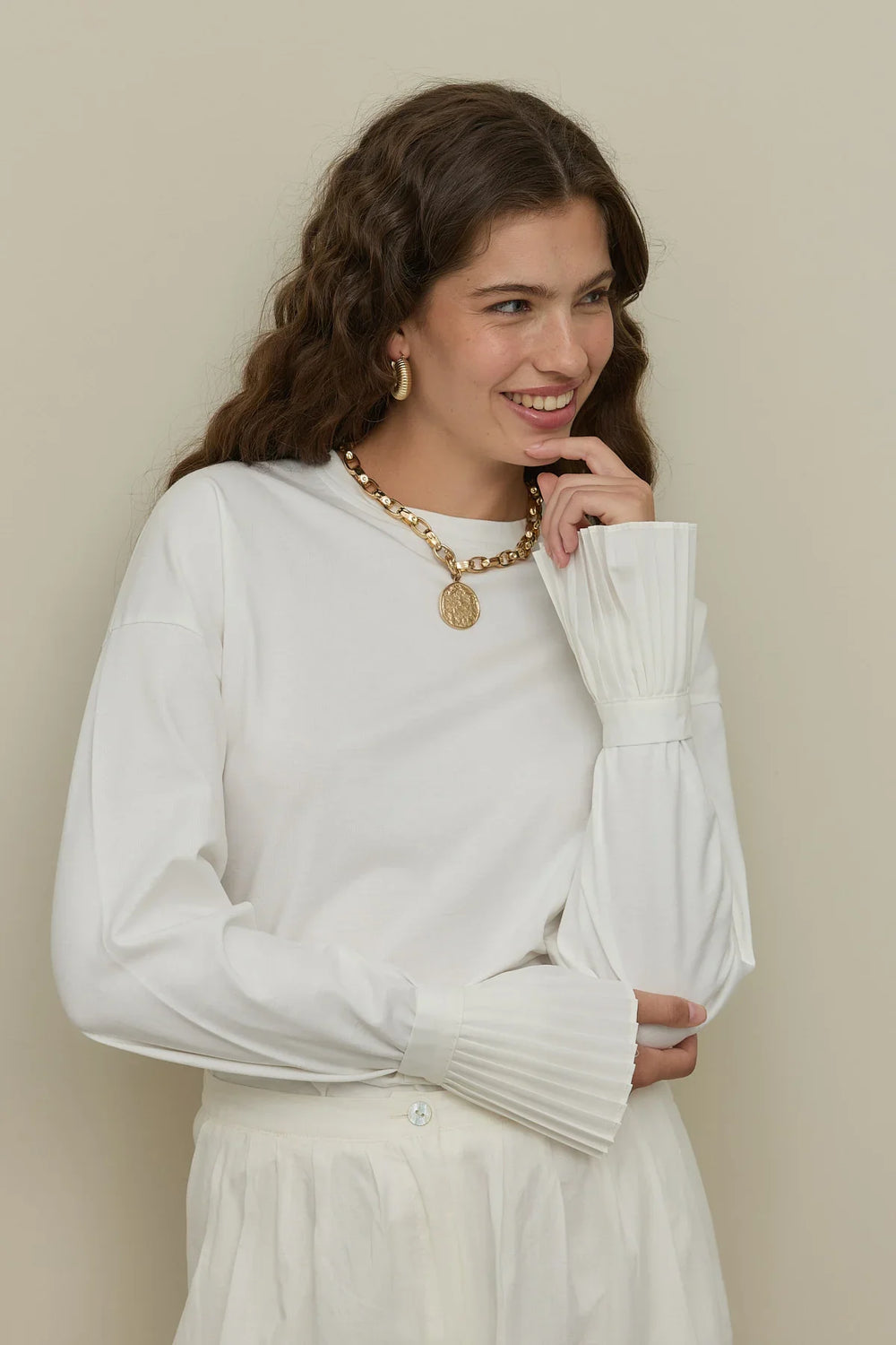 Pleated Cuff White