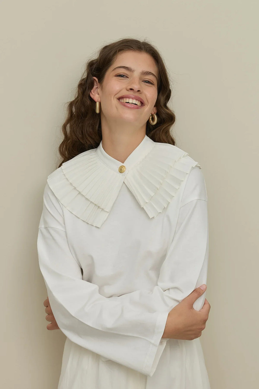 Pleated Collar White