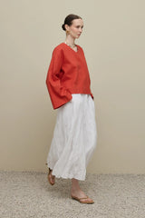 Piliseli Crash Etek Beyaz