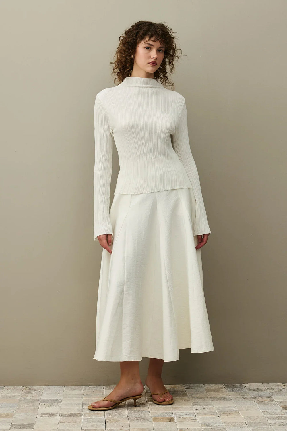 Pleated Sweater Ecru