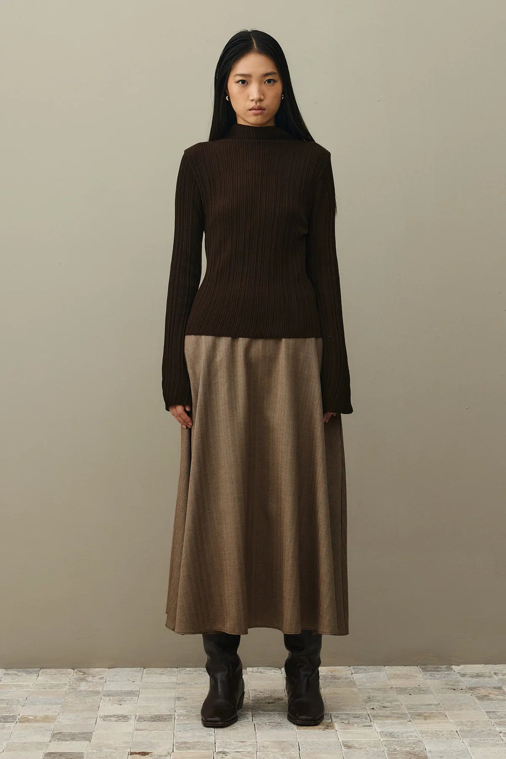 Pleated Sweater Brown