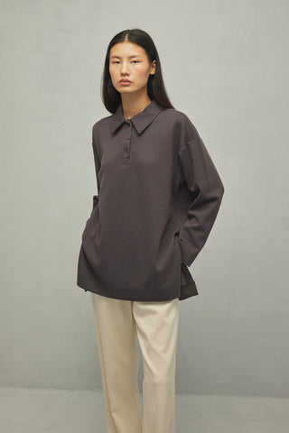 Polo Yaka Basic Sweatshirt Antrasit - Fahhar Design