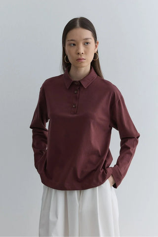Polo Yaka Kısa Sweatshirt Bordo