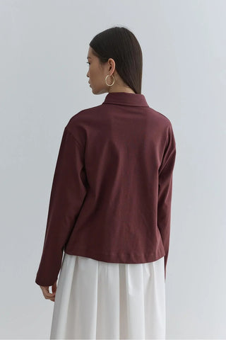 Polo Yaka Kısa Sweatshirt Bordo - Fahhar Design