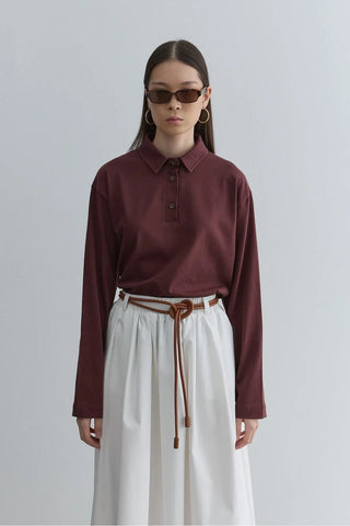 Polo Yaka Kısa Sweatshirt Bordo - Fahhar Design