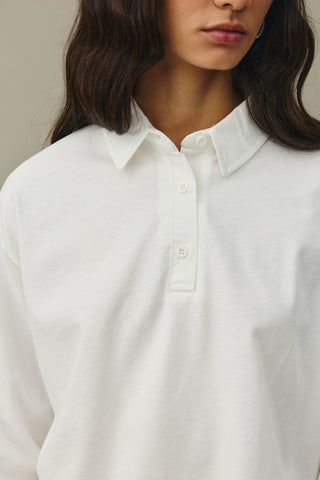Polo Yaka Kısa Sweatshirt Ekru