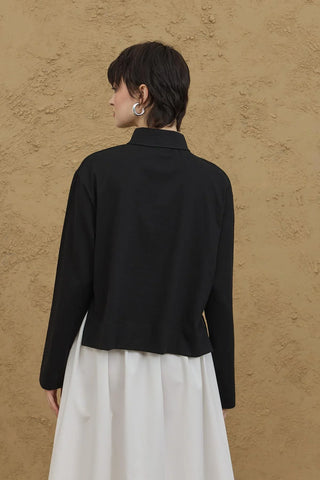 Polo Yaka Kısa Sweatshirt Siyah - Fahhar Design
