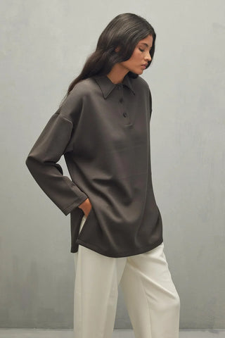 Polo Yaka Modal Scuba Sweatshirt Antrasit - Fahhar Design