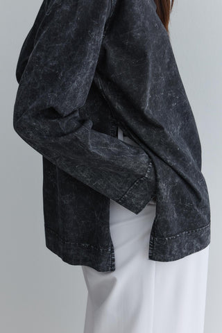 Polo Yaka Yıkamalı Sweatshirt Antrasit - Fahhar Design
