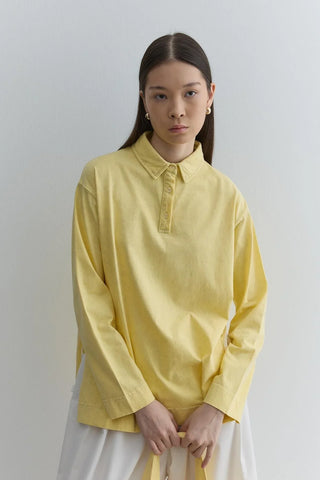 Polo Yaka Yıkamalı Sweatshirt Sarı - Fahhar Design