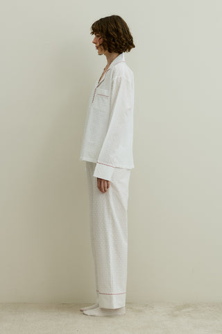 Ponponlu Pijama Takımı Ekru