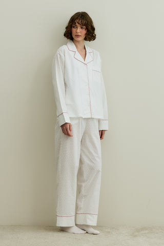 Ponponlu Pijama Takımı Ekru