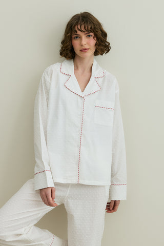 Ponponlu Pijama Takımı Ekru