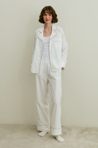 Ponponlu Pijama Takımı Ekru