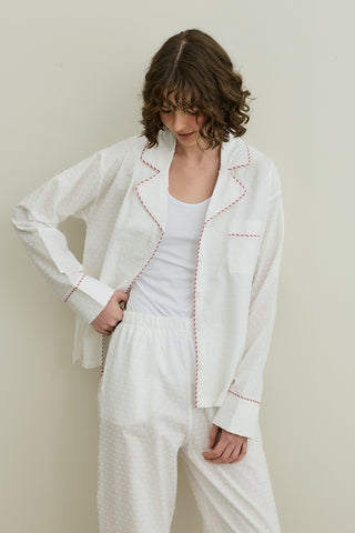 Ponponlu Pijama Takımı Ekru